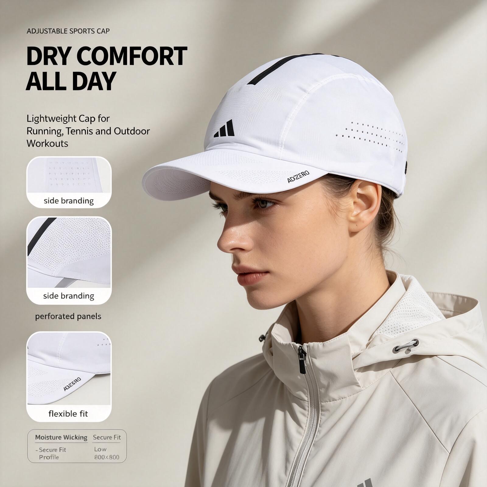 Running Cap Lightweight - 아디다스 화이트 러닝 캡 가볍고 통기성