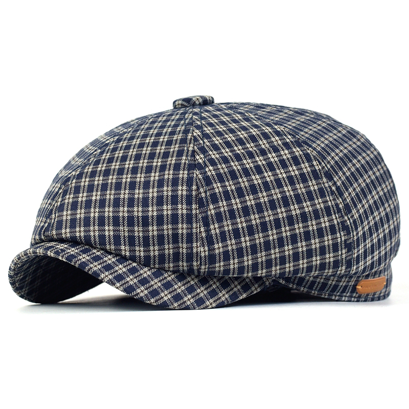 Dad Hat Cotton - 봄 여름 격자 무늬 뉴스 보이