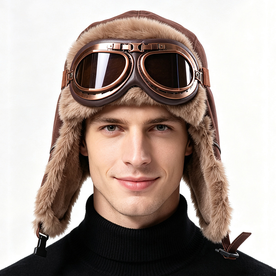 빈티지 파일럿 모자, 고글 포함, 두꺼운 안감, 방풍  - Winter Trapper Hat 리뷰 및 가격