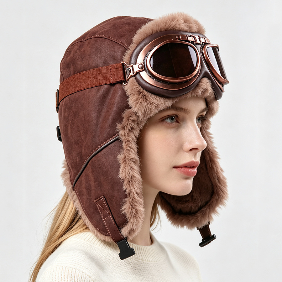빈티지 파일럿 모자, 고글 포함, 두꺼운 안감, 방풍  - Winter Trapper Hat 리뷰 및 가격